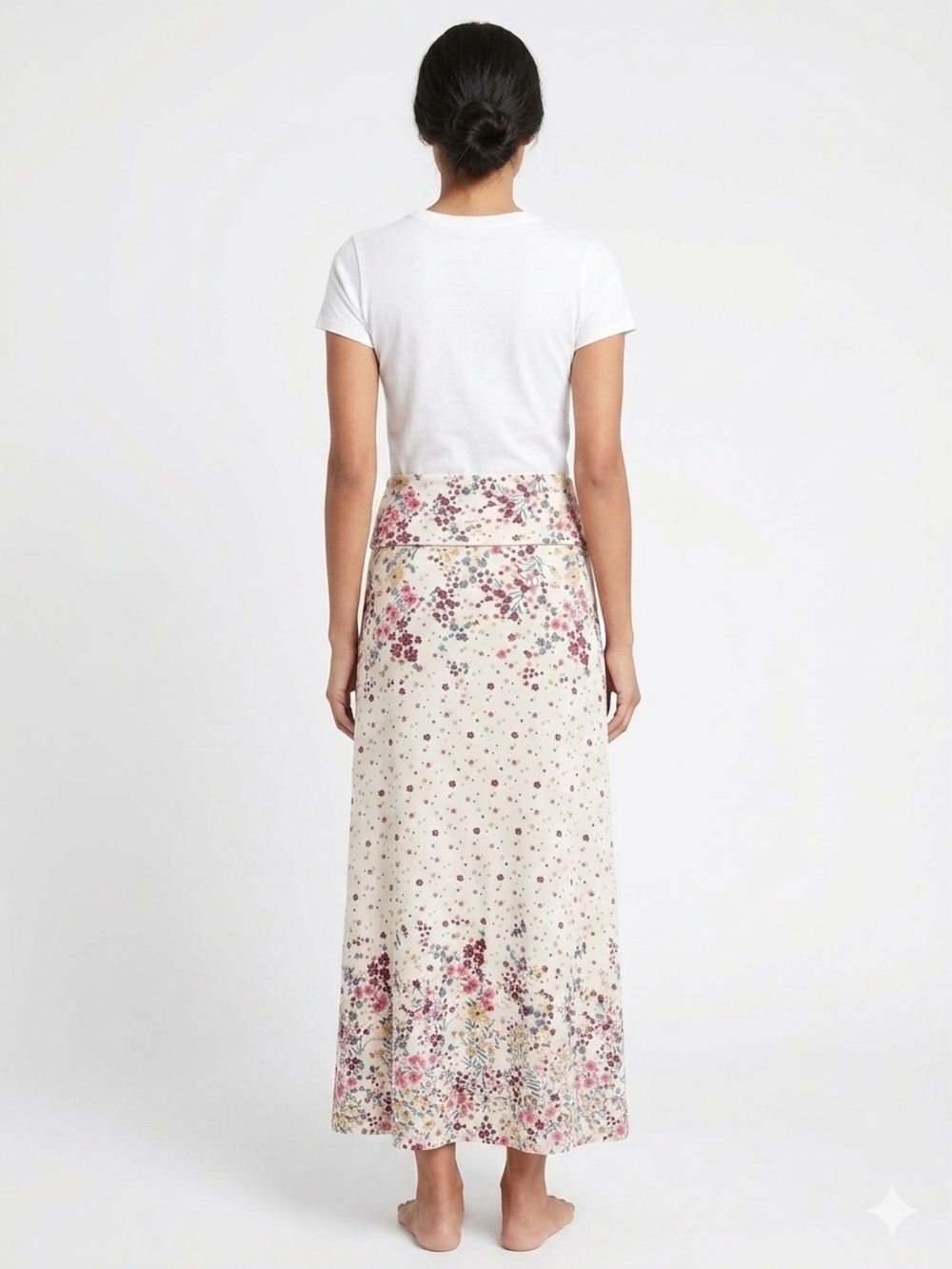 Cream Floral Maxi Skirt - Picture 2 of 2